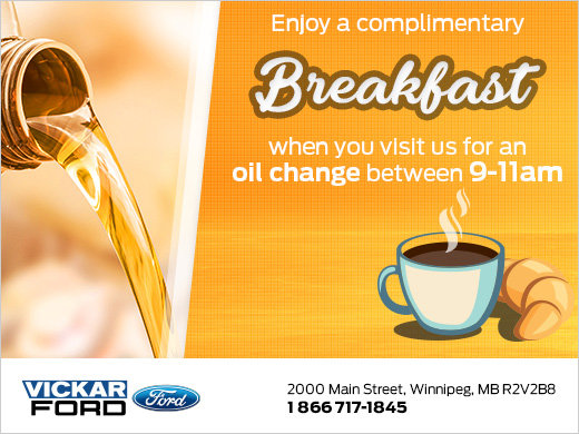 Get a Free Breakfast When You Visit Us for an Oil Change! Get a Free Breakfast When You Visit Us for an Oil Change!