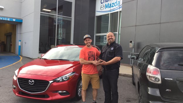 Félicitations à Monsieur Dominic Toupin pour votre nouvelle Mazda 3 sport 2017