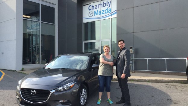 Félicitations Mme Julie Drouin pour votre nouvelle Mazda 3SE 2017