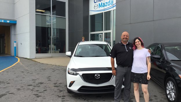 Félicitations Mme Poirier pour votre nouvelle Mazda CX3 2017. Merci de votre confiance