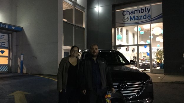 Félicitations à Monsieur Fortin et Mme Arbour Jalbert pour votre nouvelle Mazda CX9 2017