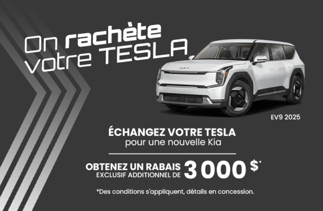 Obtenez 3 000 $ de rabais en échangeant votre Tesla chez Groupe Rive-Sud