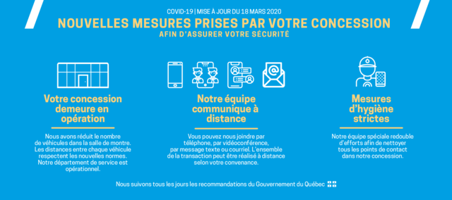 NOUVELLES MESURES PRISES PAR VOTRE CONCESSION POUR LE COVID-19.