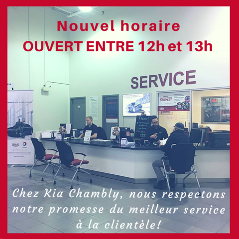 Nouvel horaire au service!