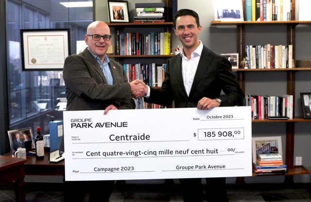 Le Groupe Park Avenue complète une 15e année consécutive de soutien à Centraide du Grand Montréal