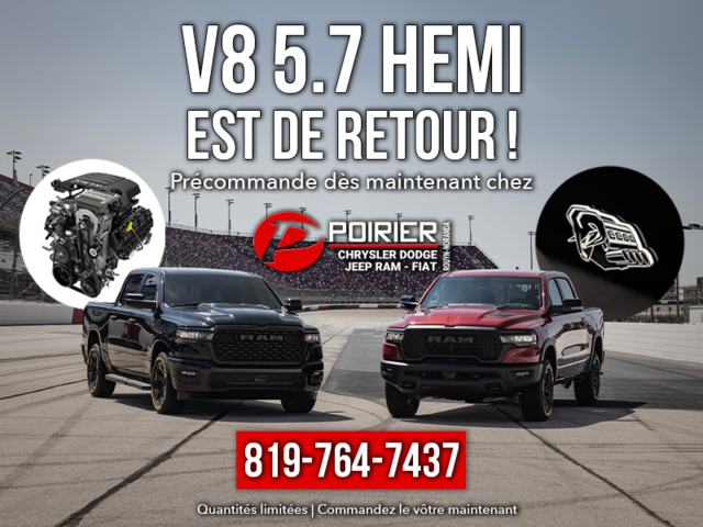 Le légendaire HEMI® V-8 est de retour sur le Ram 1500