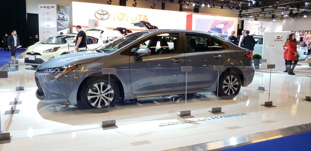 The Toyota Hybrid vehicle lineup at the Montreal Auto Show