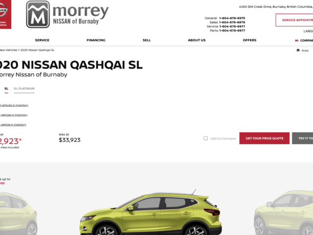 How to configure a new Nissan 2020 vehicle on our site