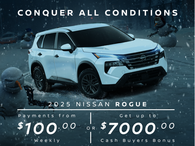 Conquer all conditions. Drive home a 2025 Rogue