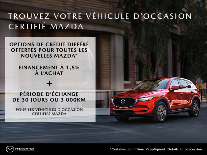 Véhicule d'occasion certifié Mazda