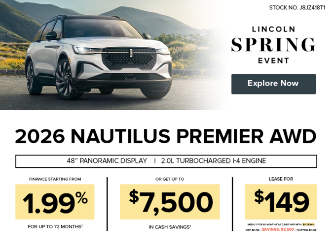 Lease a 2026 Lincoln Nautilus Premiere AWD for $149 weekly*