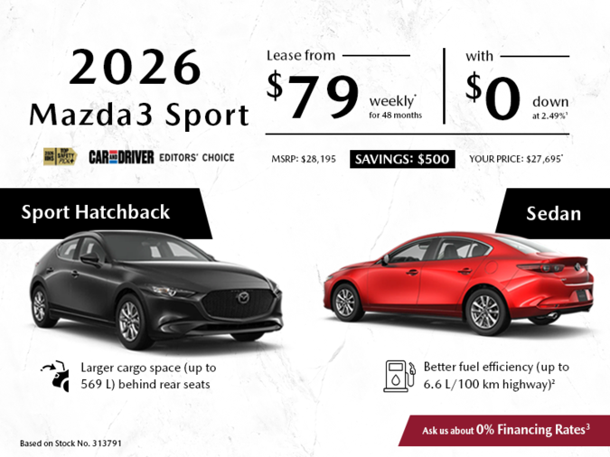 Pacific Mazda - Lease a 2026 Mazda3 Sport GX from $79 per week*