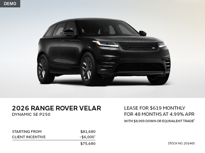 Lease a 2026 Range Rover Velar Dynamic SE P250 for $619 monthly*