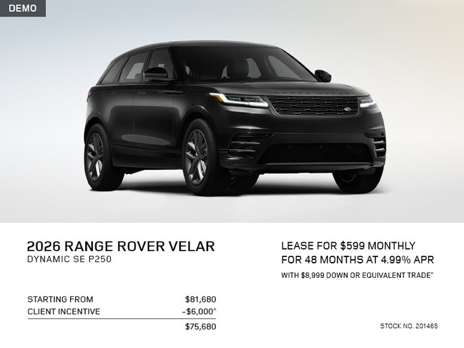 Lease a 2026 Range Rover Velar Dynamic SE P250 for $599 monthly*