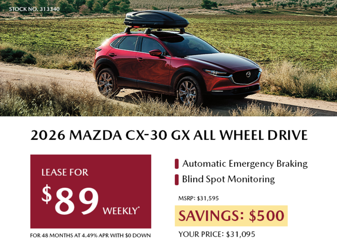 Pacific Mazda - Lease a 2026 Mazda CX-30 GX AWD for $89 per week*
