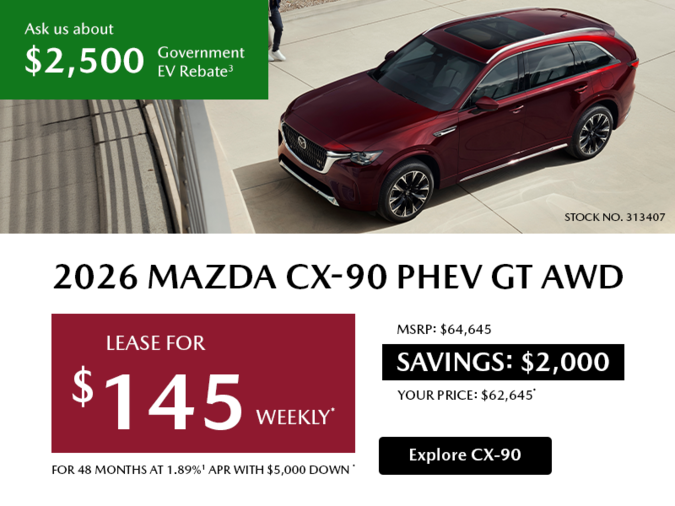 Pacific Mazda - Lease a 2026 Mazda CX-90 PHEV GT AWD for $145 per week*