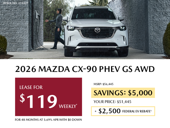 Pacific Mazda - Lease a 2026 Mazda CX-90 PHEV GS AWD for $119 per week*