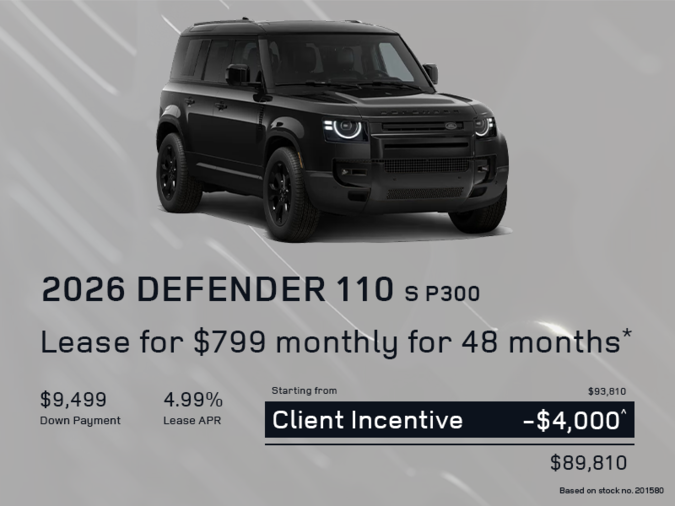 Lease a 2026 Defender 110 S P300 for $799 monthly*