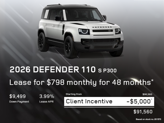 Lease a 2026 Defender 110 S P300 for $798 monthly*