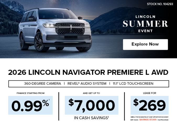 Lease a 2026 Lincoln Navigator Premiere L AWD for $269 weekly*