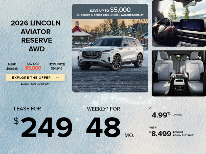 Lease a 2026 Lincoln Aviator Reserve AWD for $249 weekly*