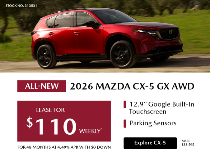 Pacific Mazda - Lease a 2026 Mazda CX-5 GX AWD for $110 per week*