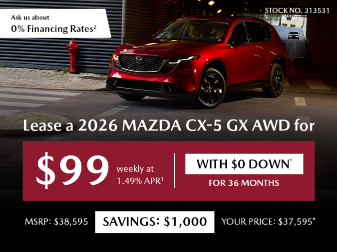 Pacific Mazda - Lease a 2026 Mazda CX-5 GX AWD for $99 per week*