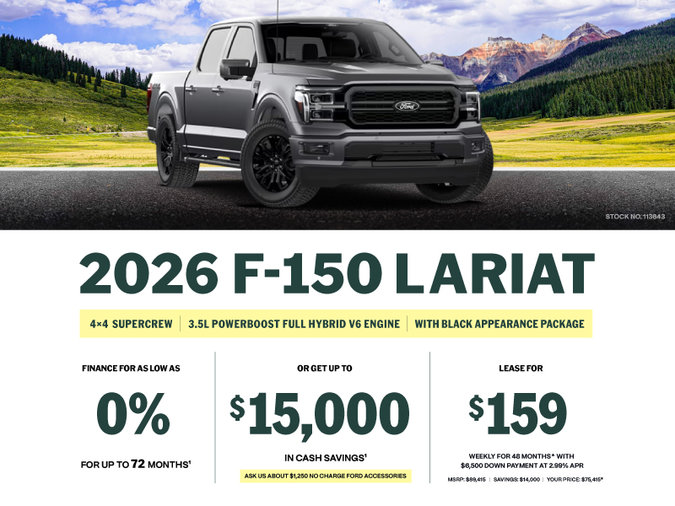Lease a 2026 Ford F-150 Lariat 4X4 SuperCrew for $159 weekly*