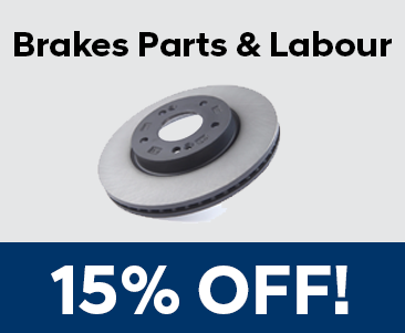 15% OFF Brakes (Parts & Labour)
