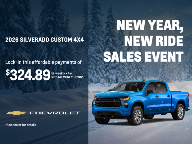 2026 Silverado Custom 4x4 – Just $324 Bi-Weekly