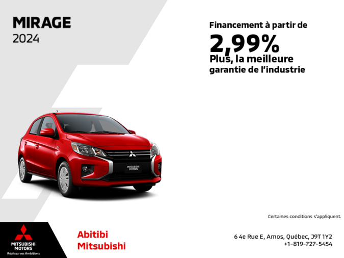 Procurez-vous le Mitsubishi Mirage 2024
