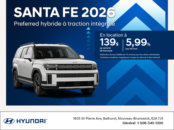 Procurez-vous le Hyundai Santa Fe Hybrid 2026