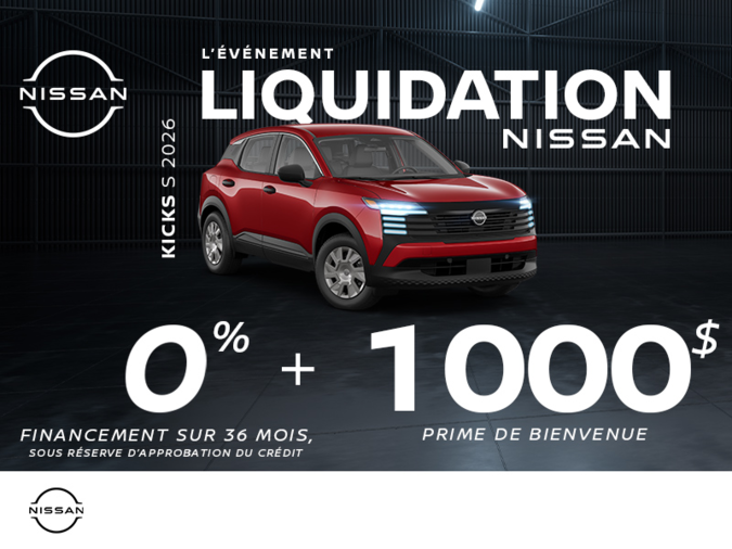 Obtenez le Nissan Kicks S 2026!