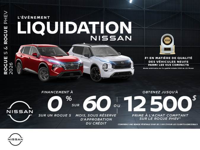 Obtenez le Nissan Rogue S 2026!