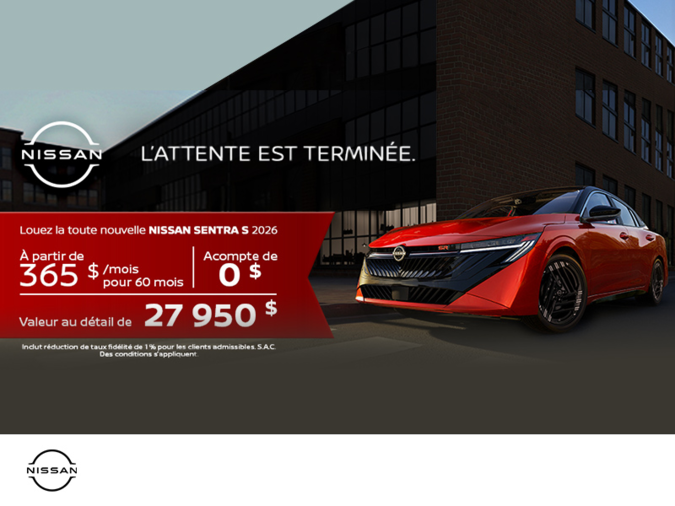 Obtenez la Sentra 2026 !