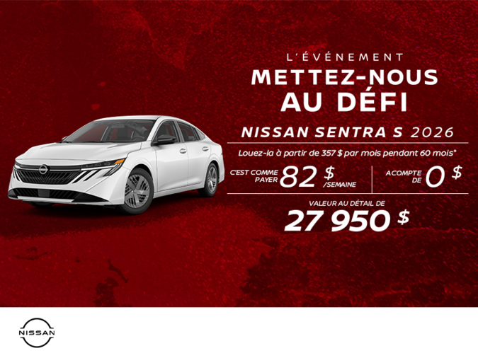 Obtenez la Sentra 2026 !