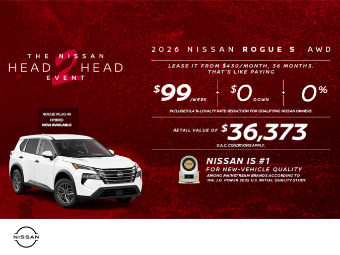 Get the 2026 Nissan Rogue S Today!