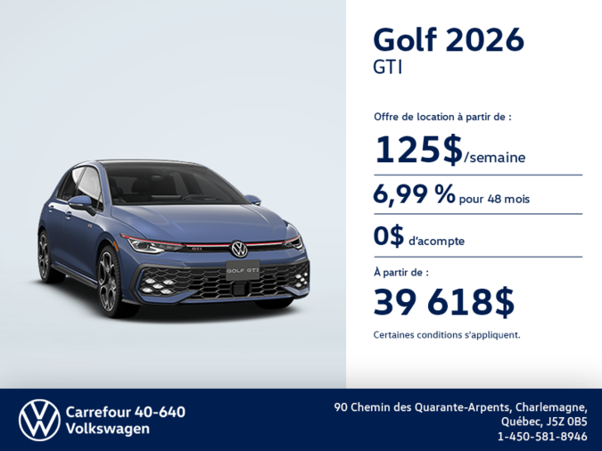 Procurez-vous la Volkswagen Golf Gti 2026