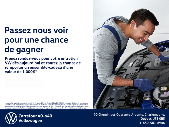 Passez nous voir pour une chance de gagner