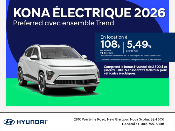 Procurez-vous le Hyundai KONA Électrique 2026