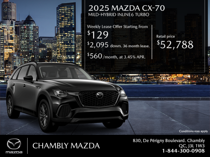 Chambly Mazda - Get the 2025 Mazda CX-70 MHEV