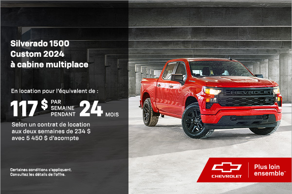 Le Chevrolet Silverado 1500 Custom 2024 à cabine multiplace