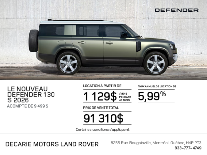 Le Land Rover Defender 130 S 2026