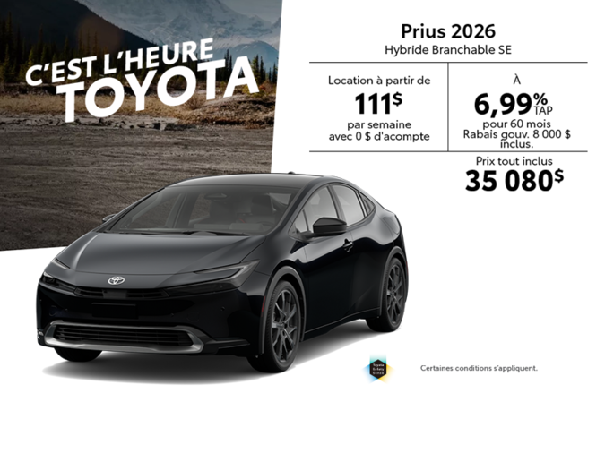 Toyota Prius Hybride Branchable SE 2026