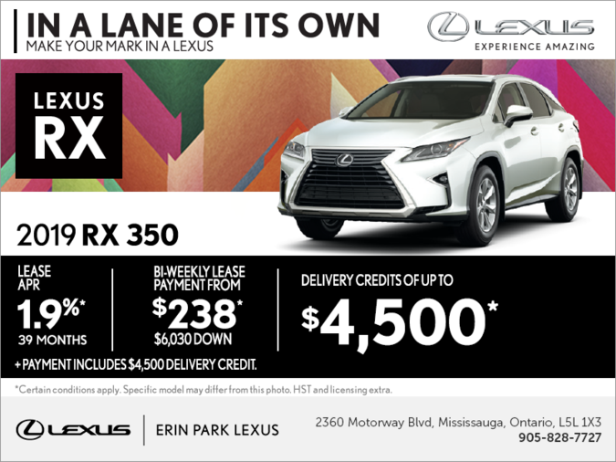 Lease the 2019 Lexus RX 350 today!