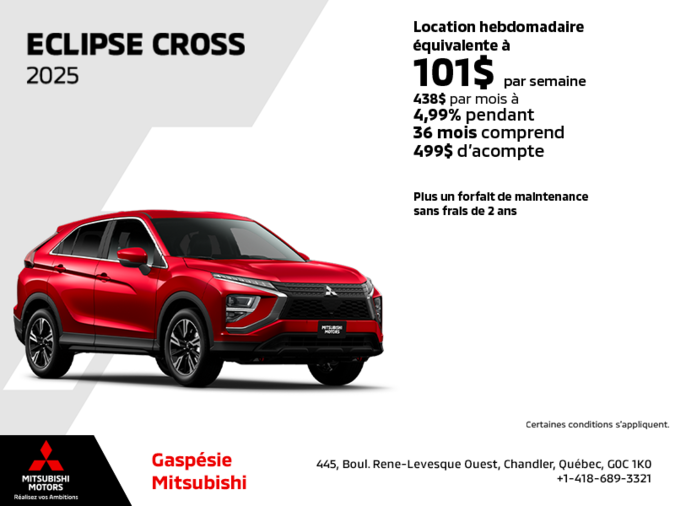 Procurez-vous le Mitsubishi Eclipse Cross 2025