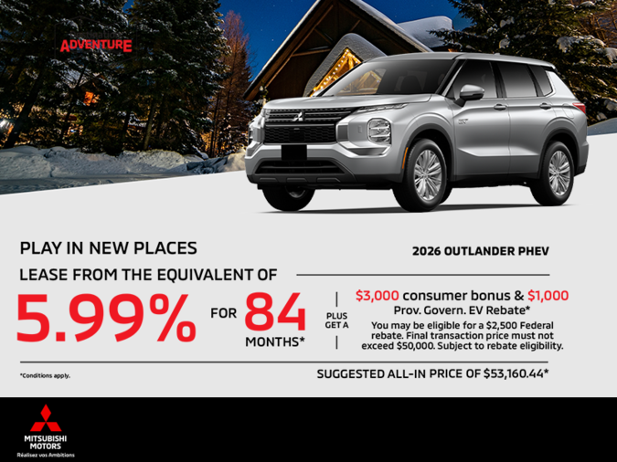 Get the 2026 Mitsubishi Outlander PHEV