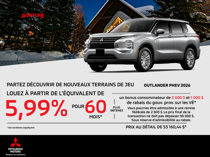 Procurez-vous le Mitsubishi Outlander Phev 2026