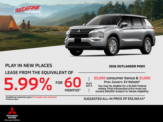 Get the 2026 Mitsubishi Outlander PHEV