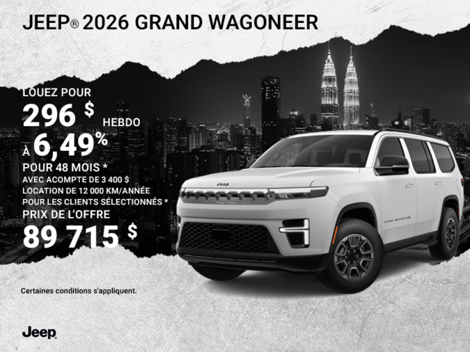 Conduisez un Jeep Grand Wagoneer 2026!